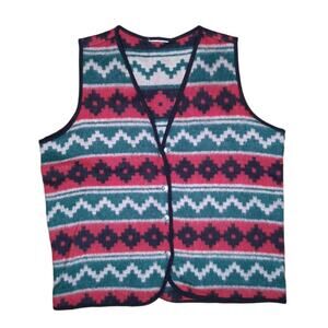 Vintage Southwestern Blanket Vest w/ Concho Buttons size M/L Wool Boxy